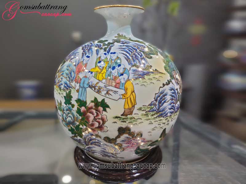 Bình hút tài lộc Bách Nhi Bách Phúc cao 43cm- vẽ vàng 24k- đun khử cao cấp gốm sứ Bát Tràng