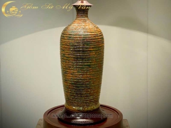 Đèn Ngủ Vân Xanh Vàng Cốm Gốm Sứ Bát Tràng Cao Cấp