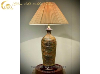 Đèn Ngủ Vân Xanh Vàng Cốm Gốm Sứ Bát Tràng Cao Cấp