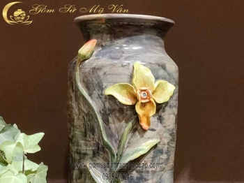 Bình Hoa Vuốt Tay Hoa Lan mẫu 1 Gốm Sứ Bát Tràng
