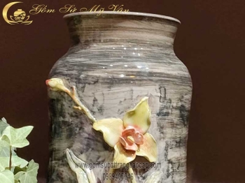 Bình Hoa Vuốt Tay Hoa Lan mẫu 2 Gốm Sứ Bát Tràng