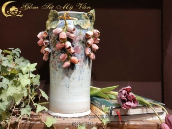 Bình Hoa Vuốt Tay Hoa Linh Lan Gốm Sứ Bát Tràng