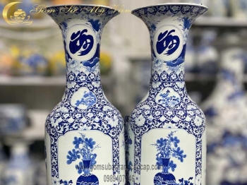 Lọ Lộc Bình Tứ Cảnh Cổ Đồ đun khử cao cấp Gốm Sứ Bát Tràng