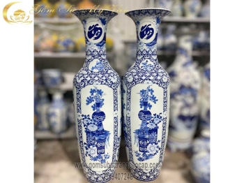 Lọ Lộc Bình Tứ Cảnh Cổ Đồ đun khử cao cấp Gốm Sứ Bát Tràng