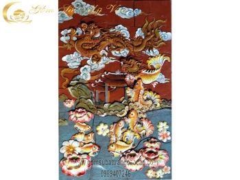 Tranh Gốm Ghép Nổi Cá Chép Hóa Rồng Gốm Sứ Bát Tràng