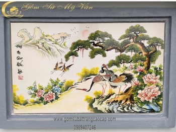 Tranh Ghép Sứ Tùng Hạc Diên Niên  Gốm Sứ Bát Tràng