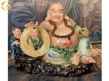 Tượng Di Lặc Tiểu Đồng Hoan Hỷ Gốm Sứ Bát Tràng